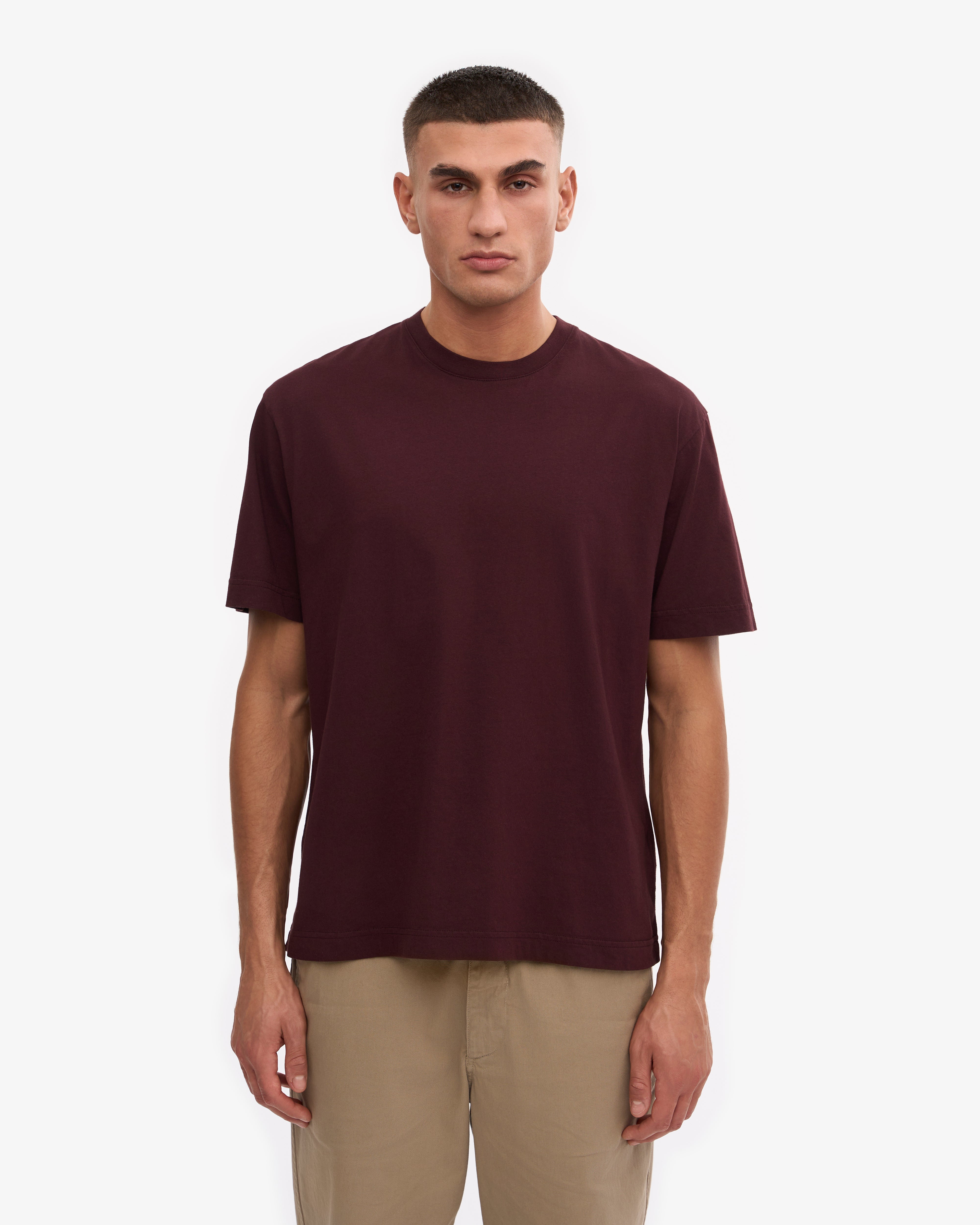 Oversized Organic T-Shirt - Oxblood Red XS