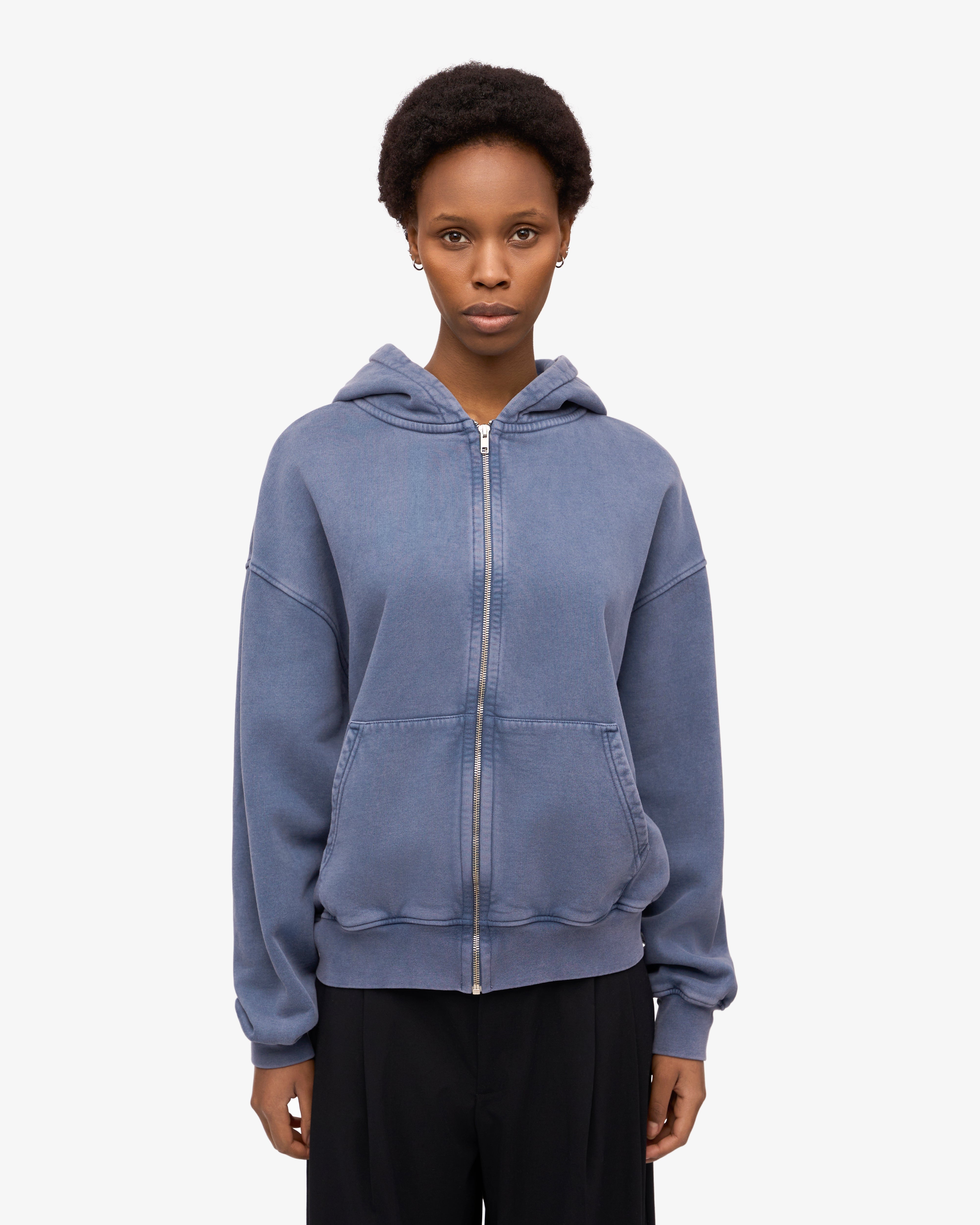 Organic Oversized Zip Hood - Neptune Blue