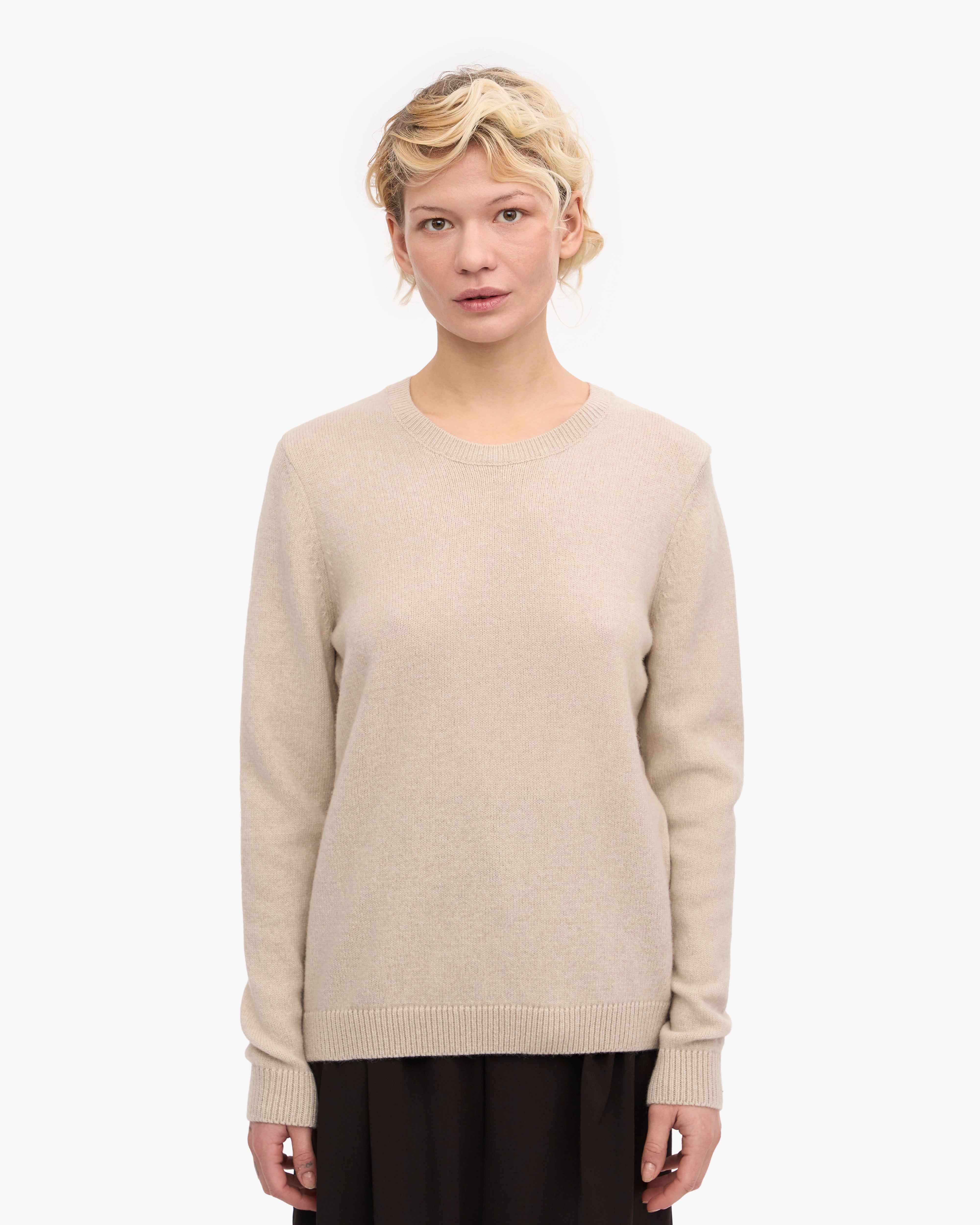 Women Classic Merino Wool Crew - Ivory White