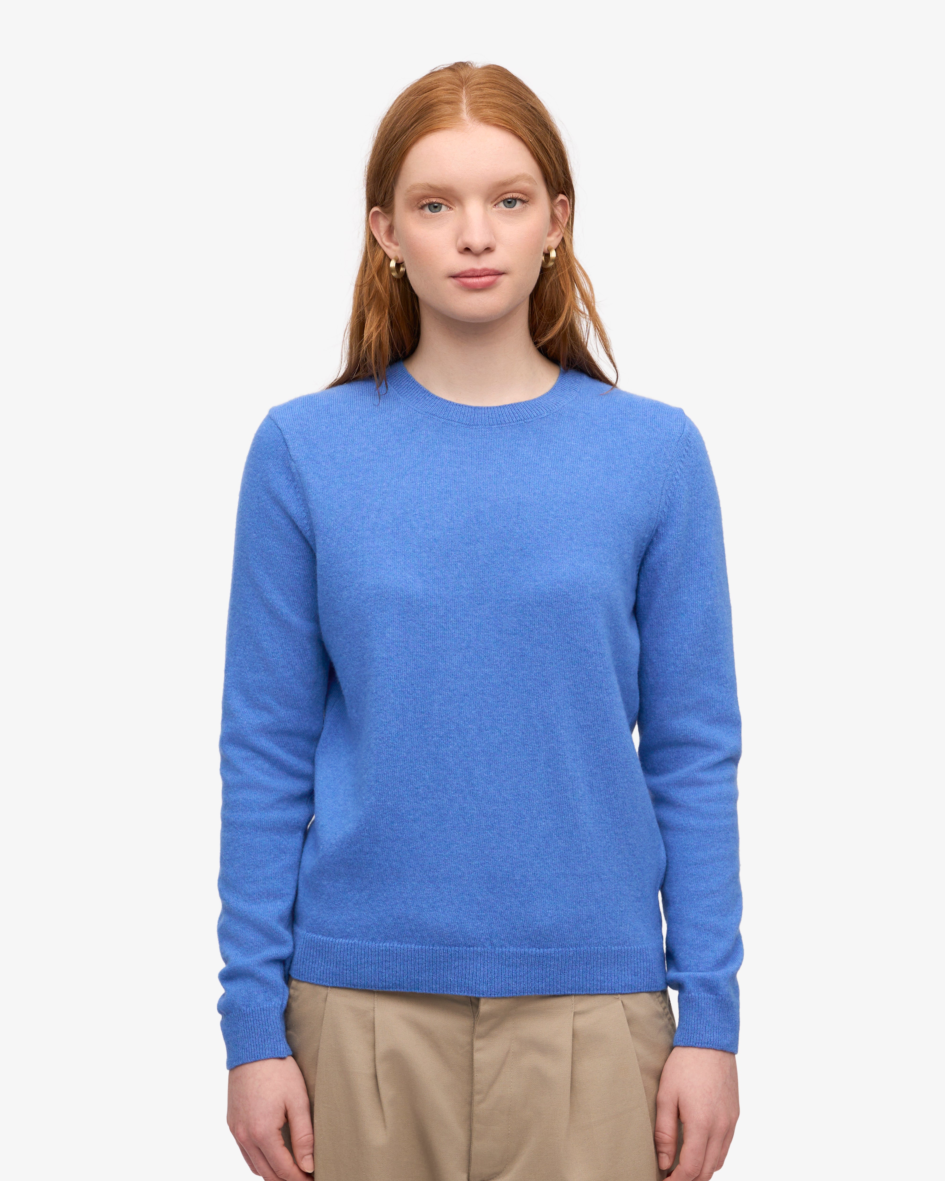 Women Light Merino Wool Crew - Pacific Blue