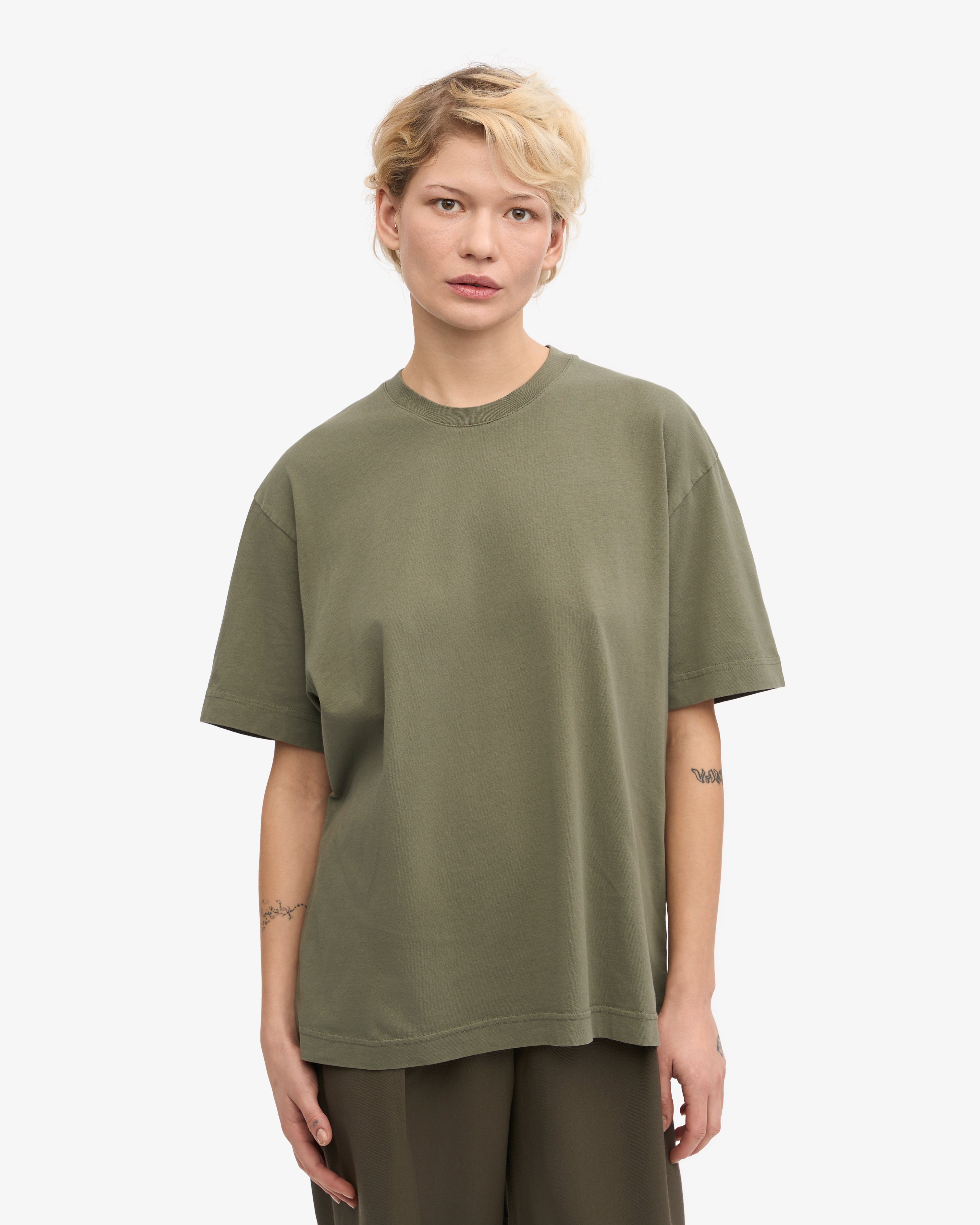Oversized Organic T-Shirt - Dusty Olive XS