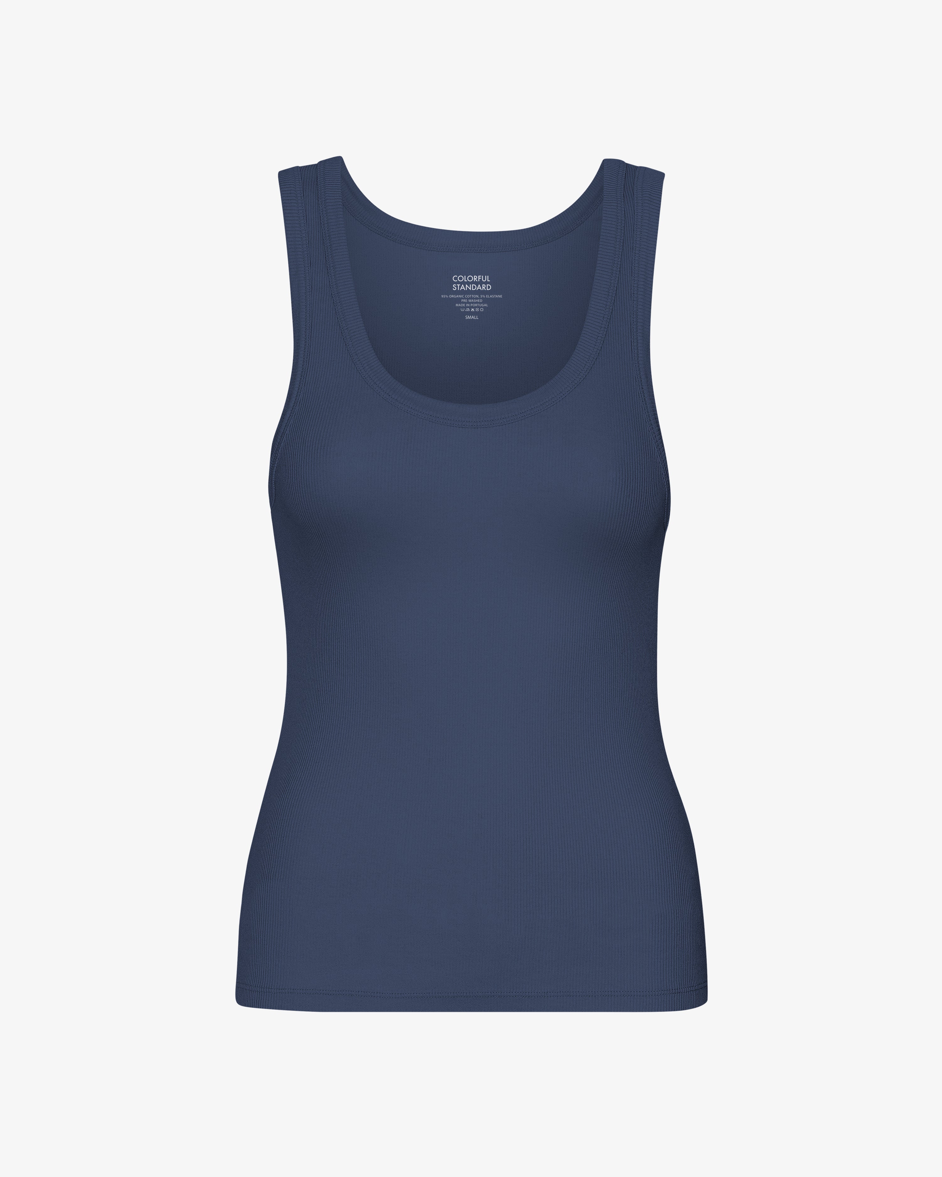 Women Organic Rib Tank Top - Petrol Blue