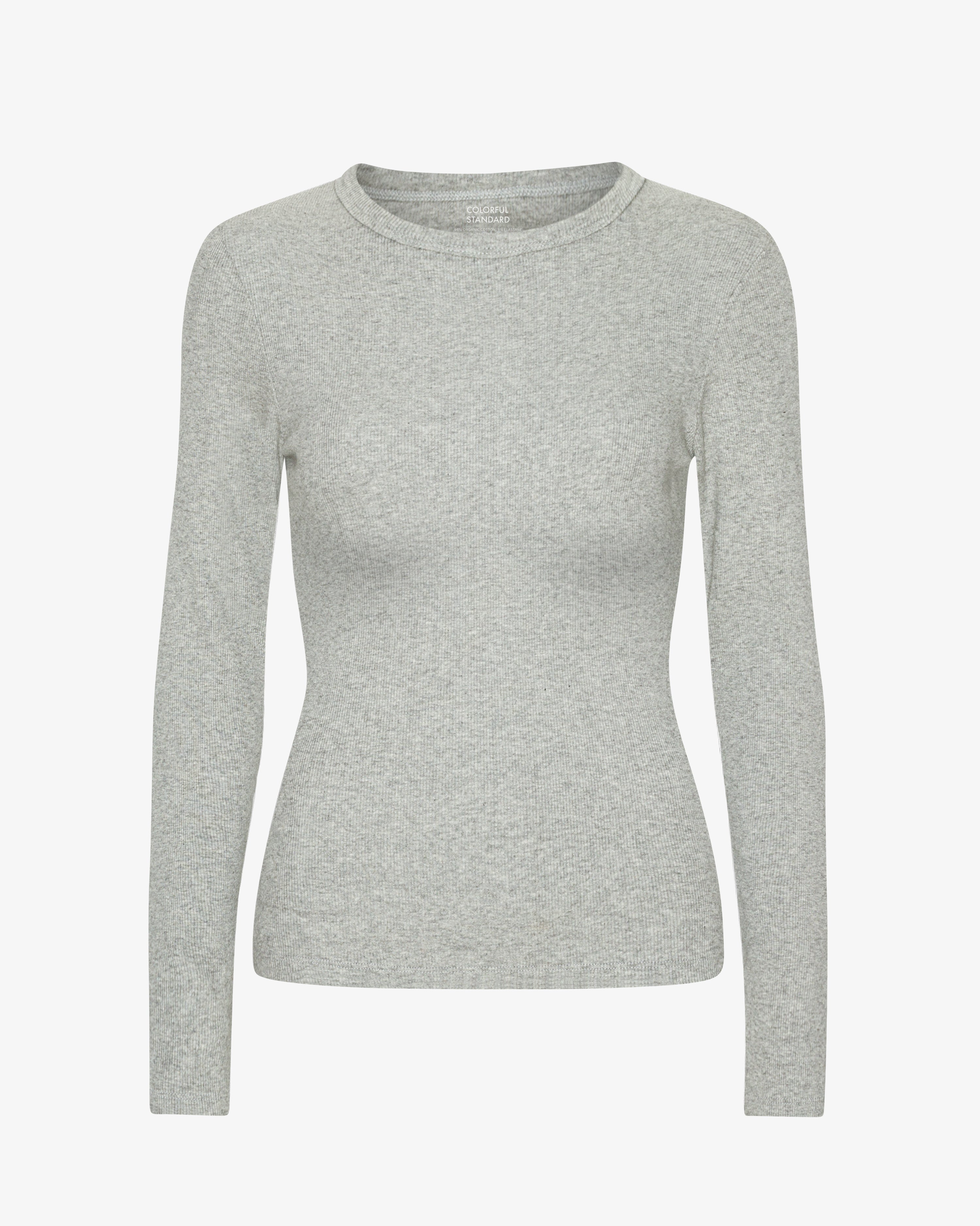 Women Organic Rib LS T-Shirt - Heather Grey