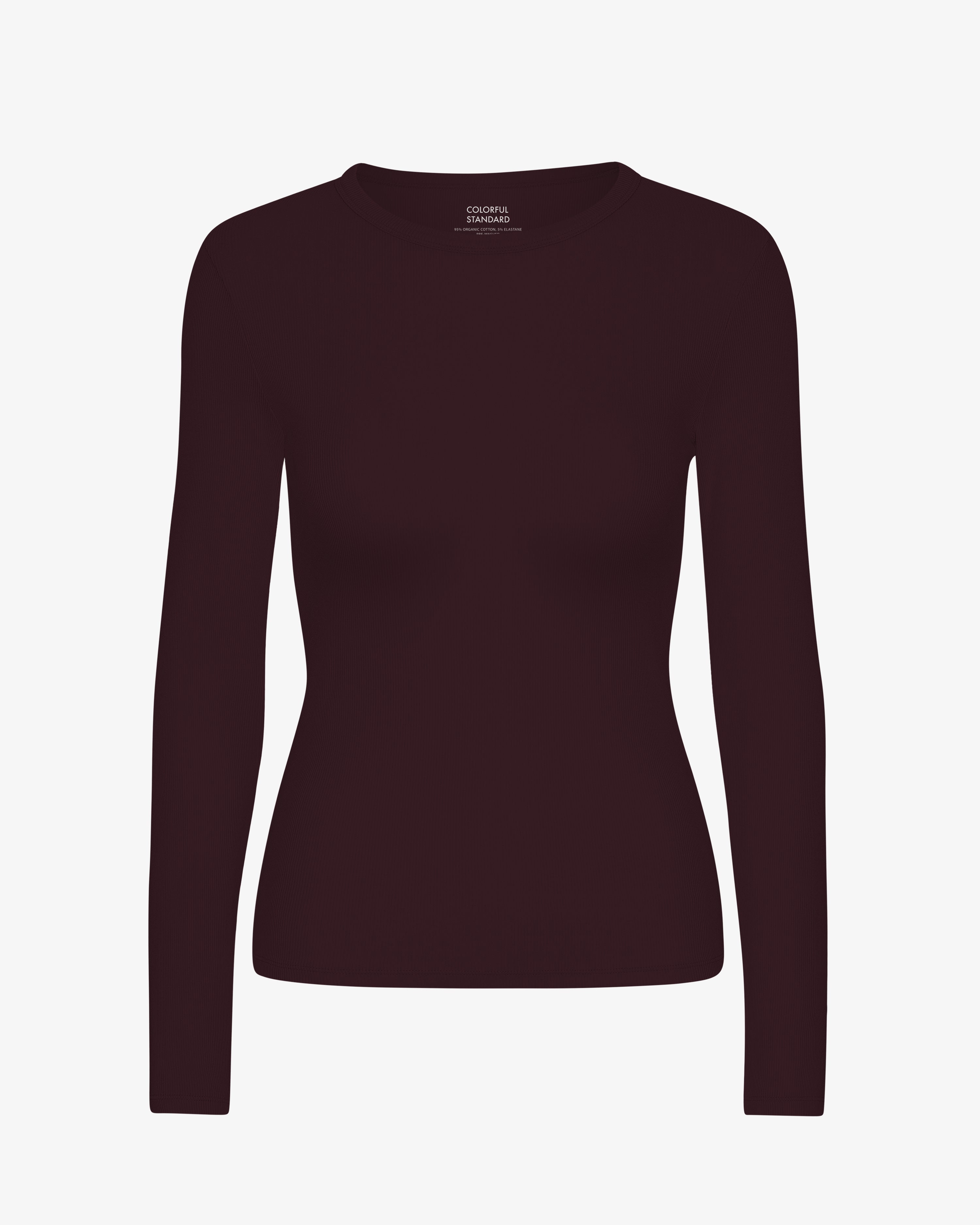 Women Organic Rib LS T-Shirt - Oxblood Red
