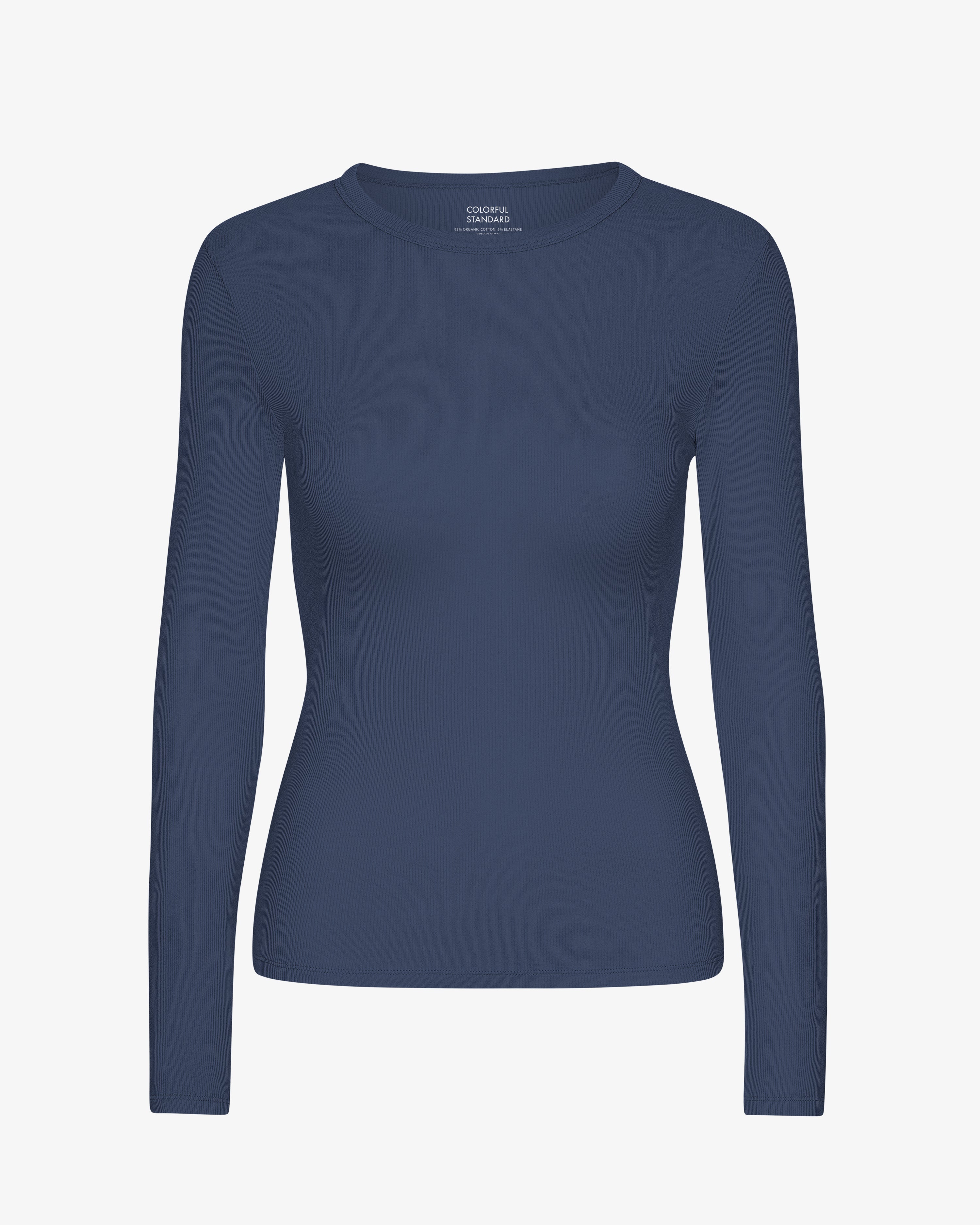Women Organic Rib LS T-Shirt - Petrol Blue