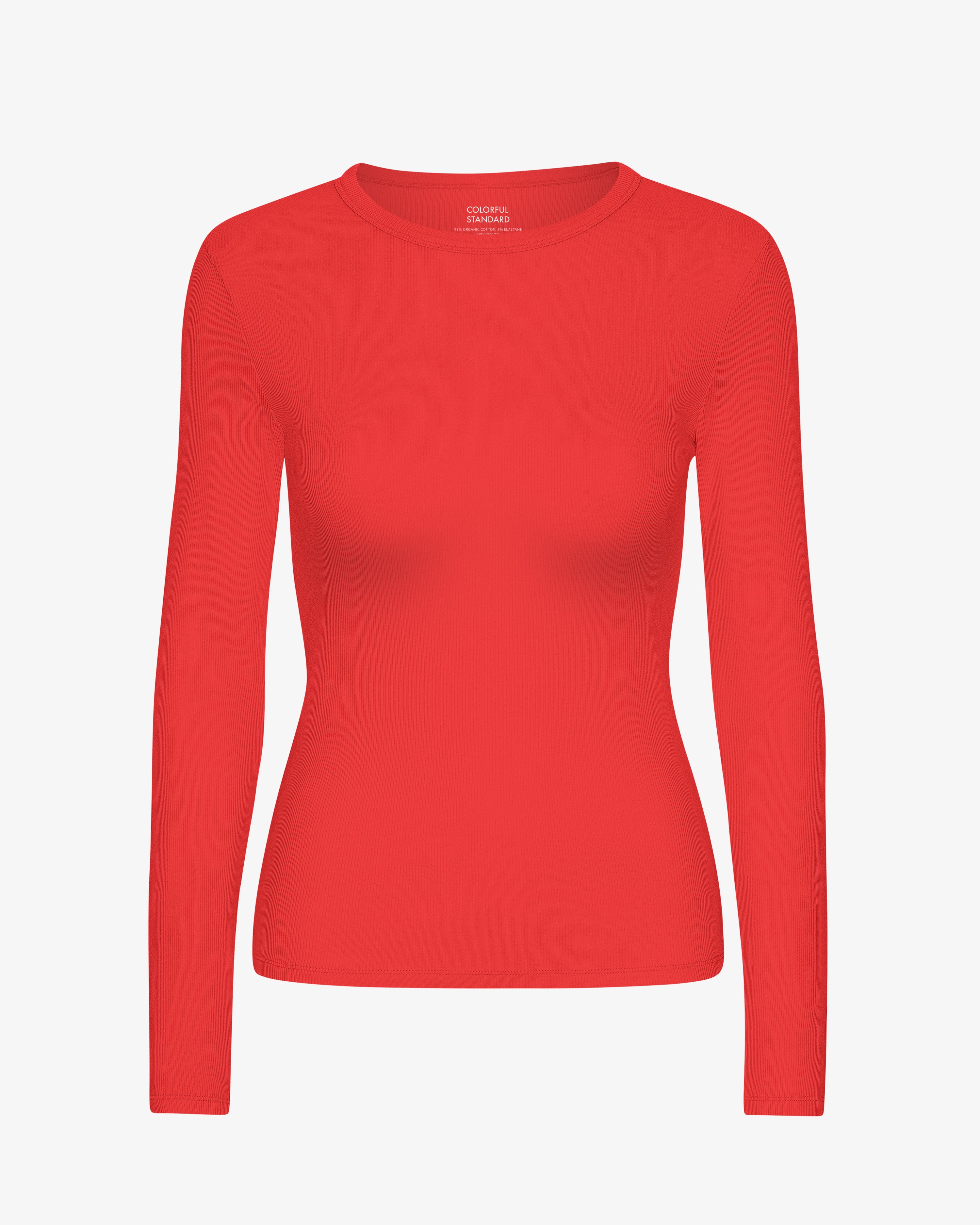 Women Organic Rib LS T-Shirt - Red Tangerine