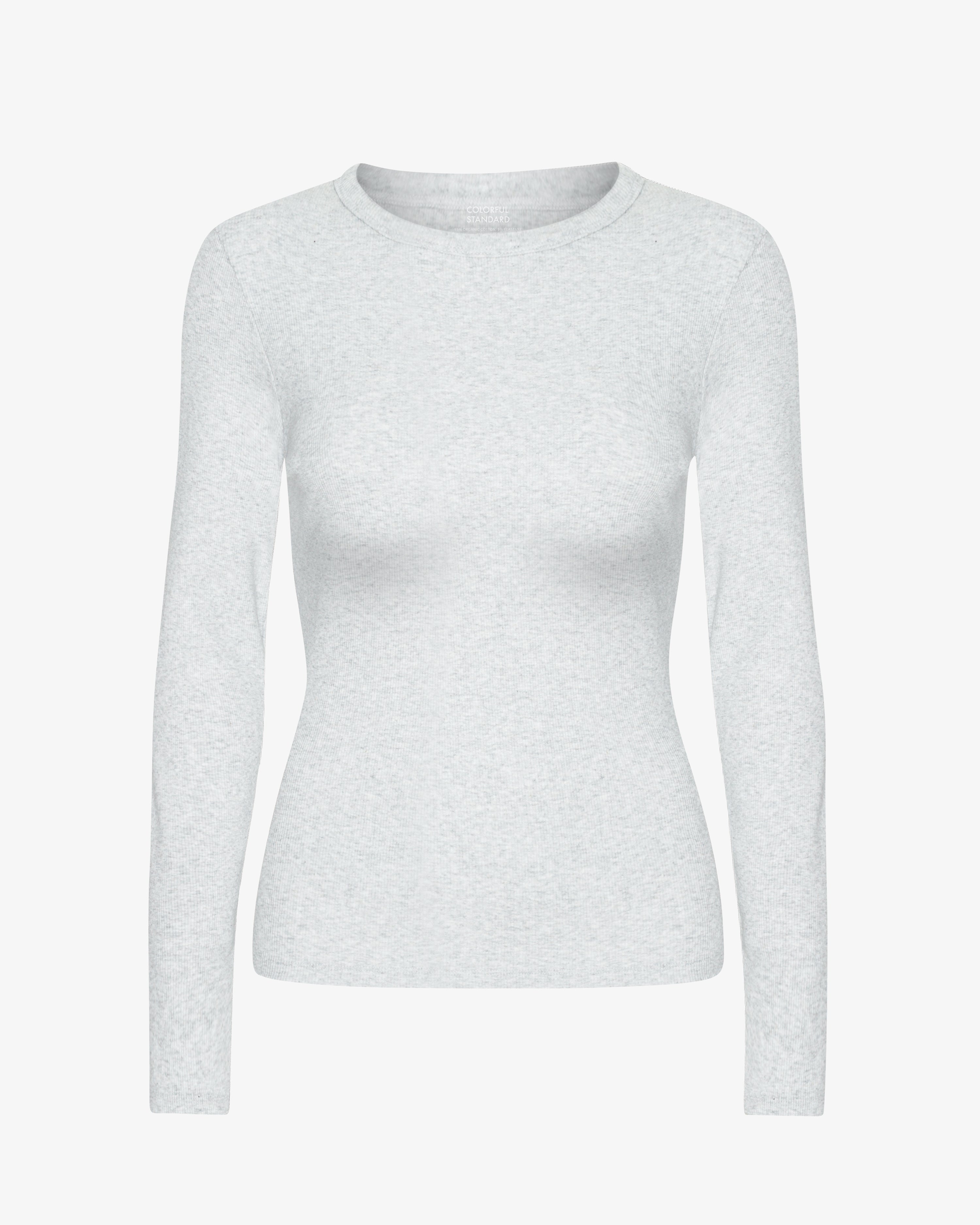 Women Organic Rib LS T-Shirt - Snow Melange