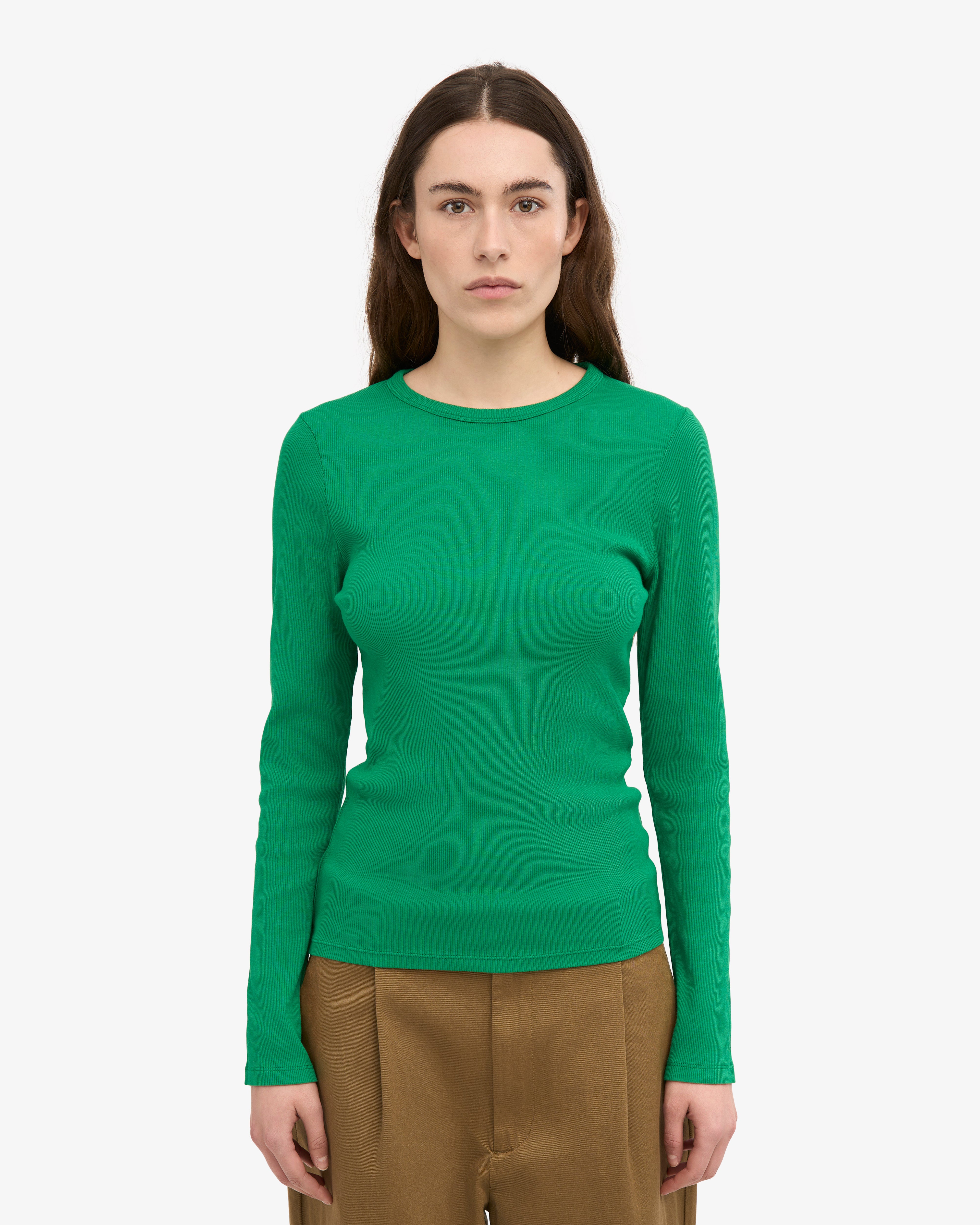 Women Organic Rib LS T-Shirt - Kelly Green