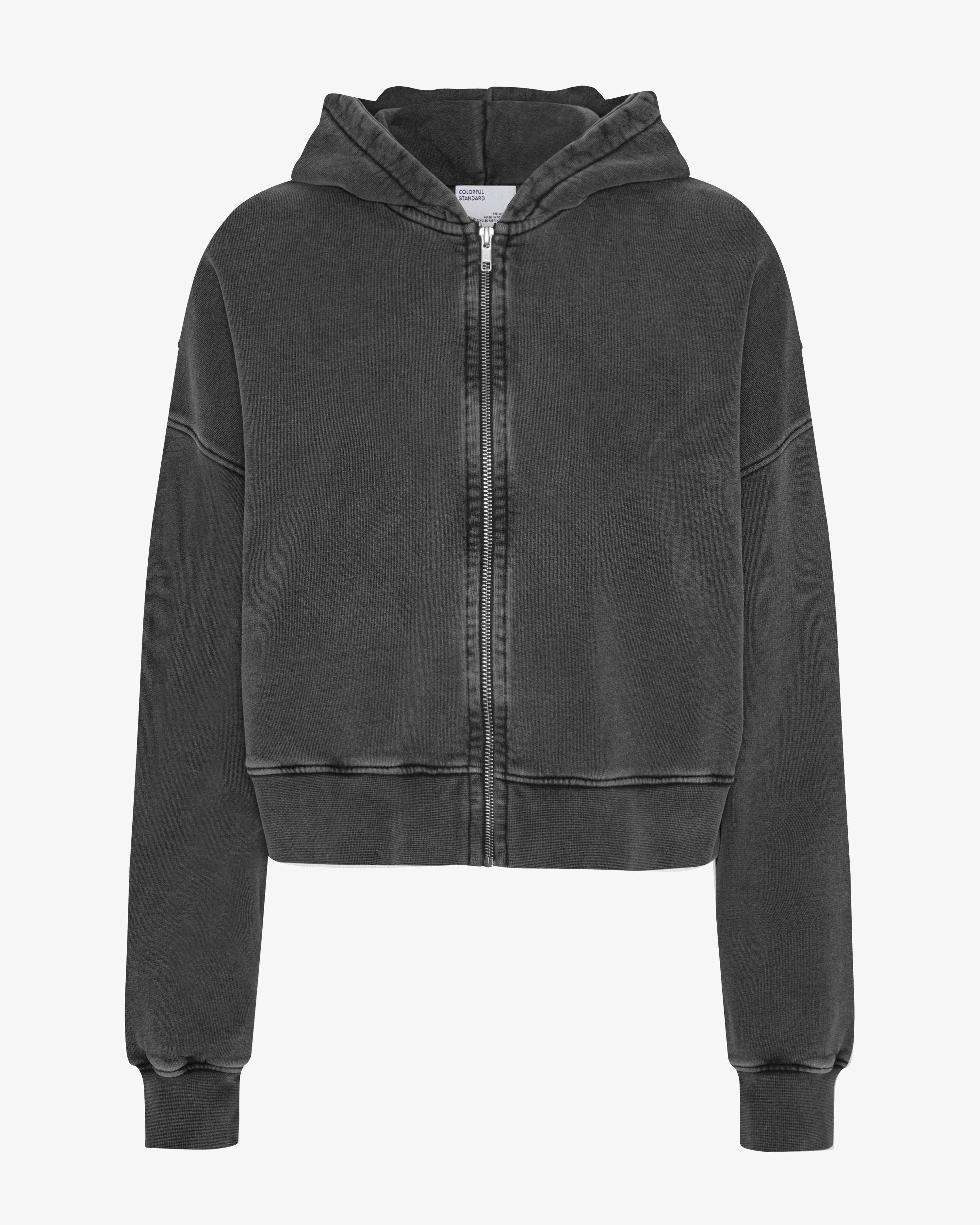 Organic Crop Zip Hood - Faded Black