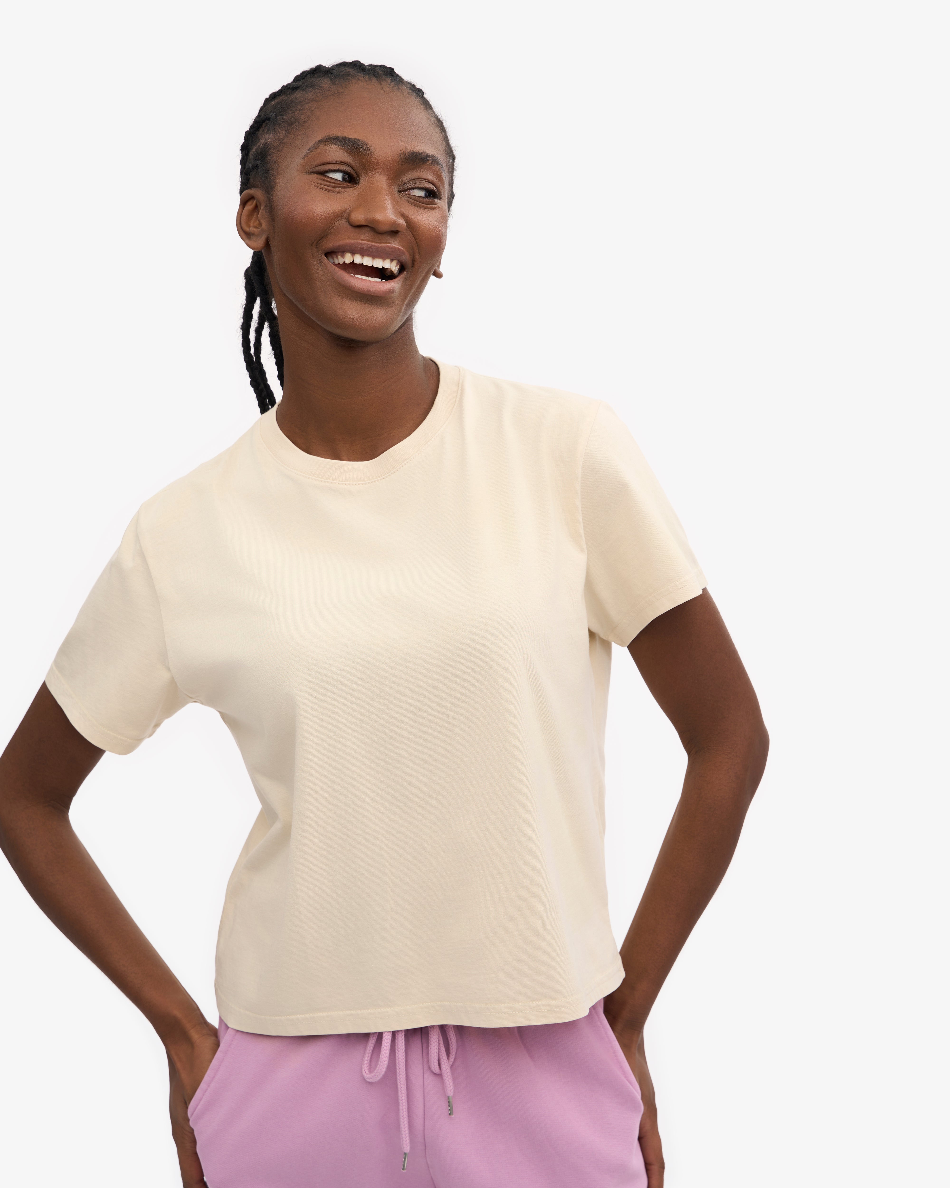 Organic Boxy Crop Tee - Ivory White XS