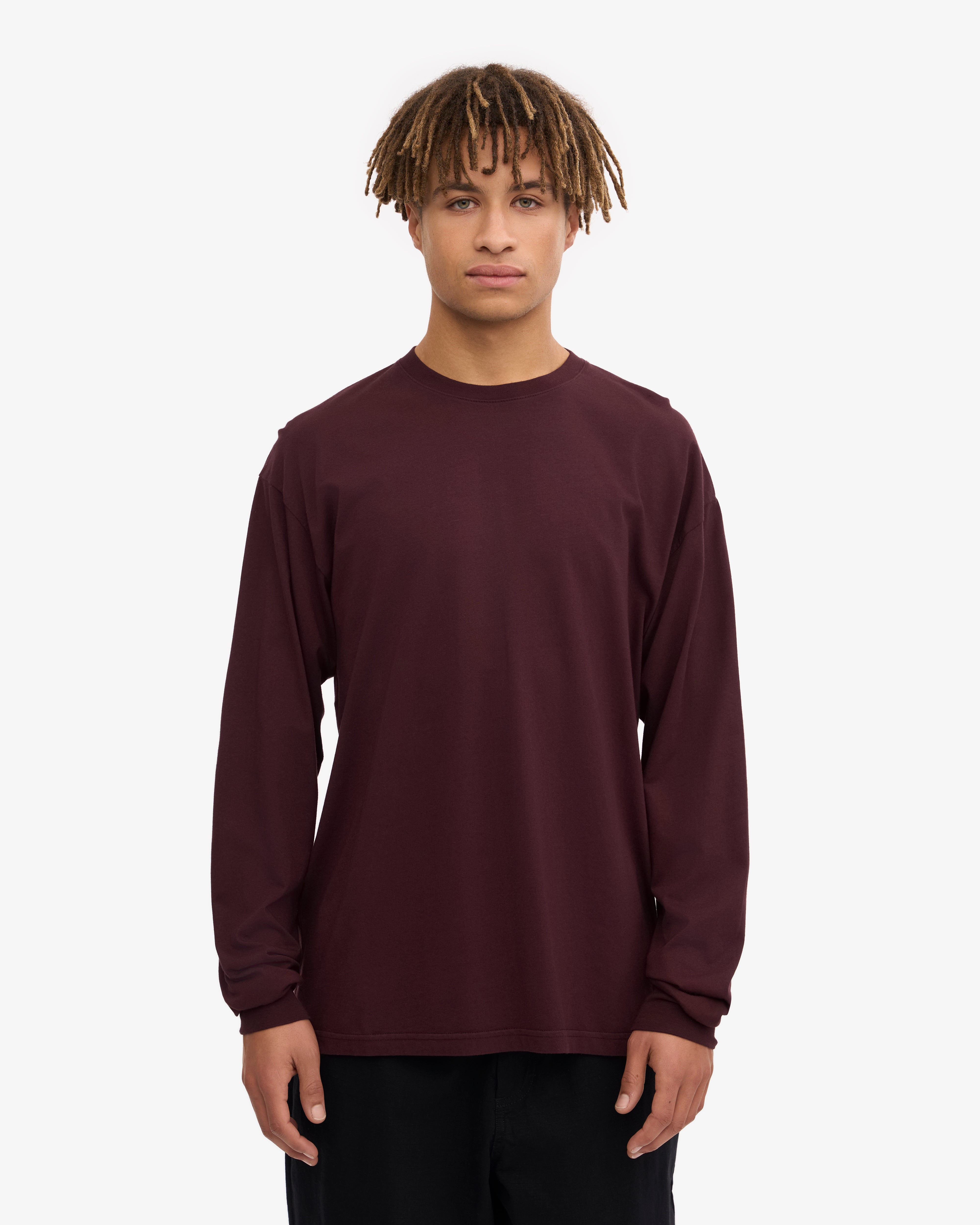 Oversized Organic LS T-Shirt - Oxblood Red XS