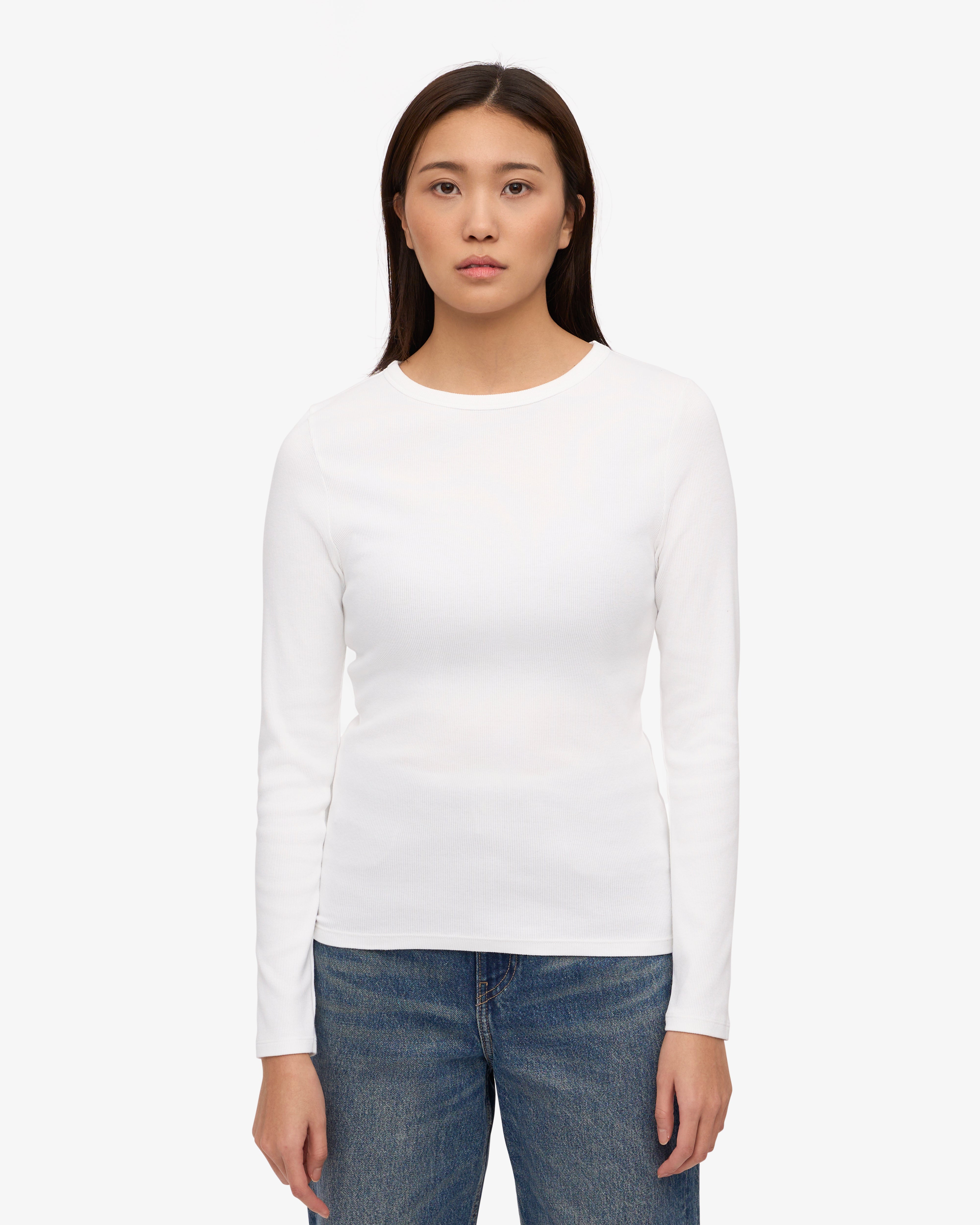 Women Organic Rib LS T-Shirt - Optical White