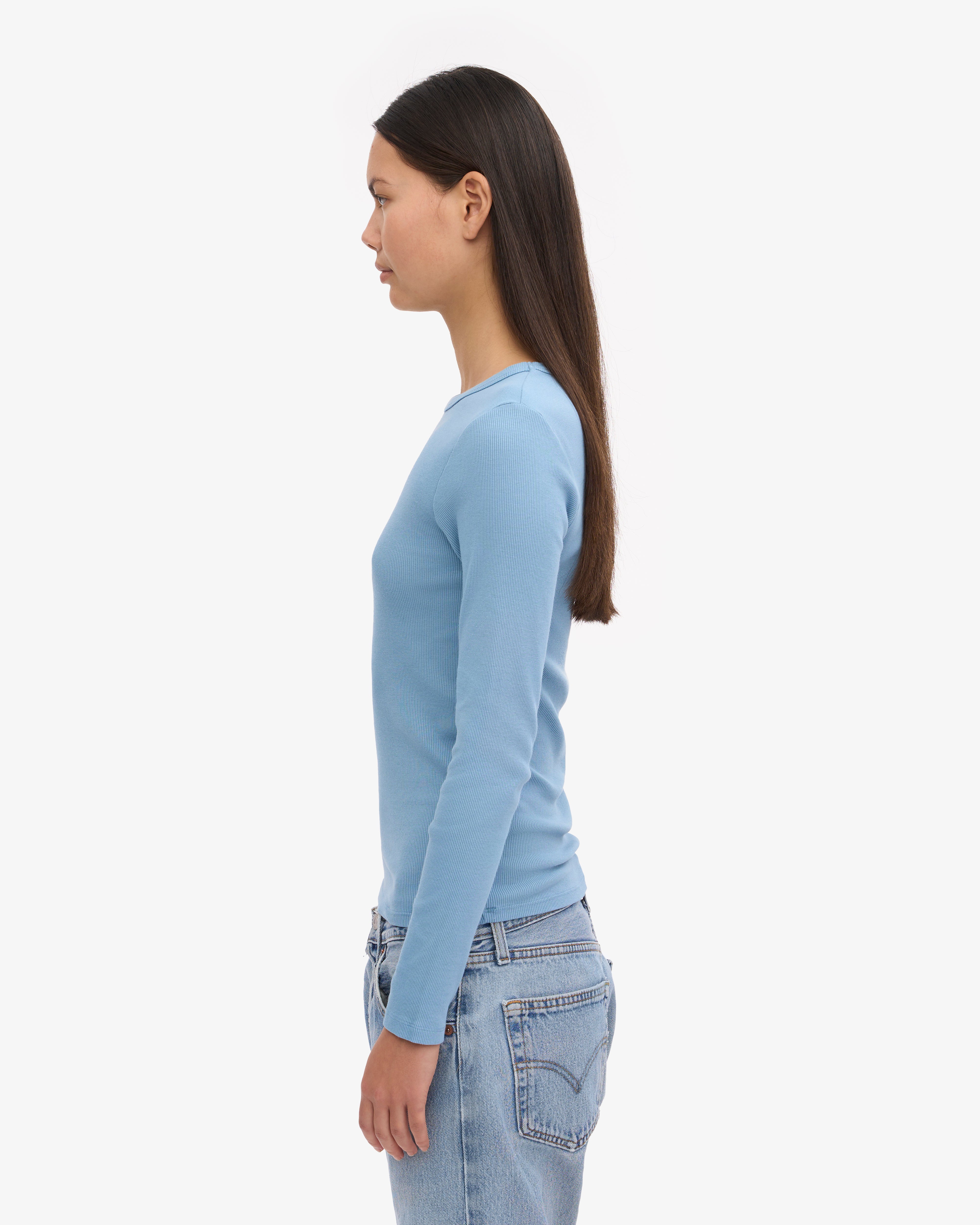 Women Organic Rib LS T-Shirt - Seaside Blue